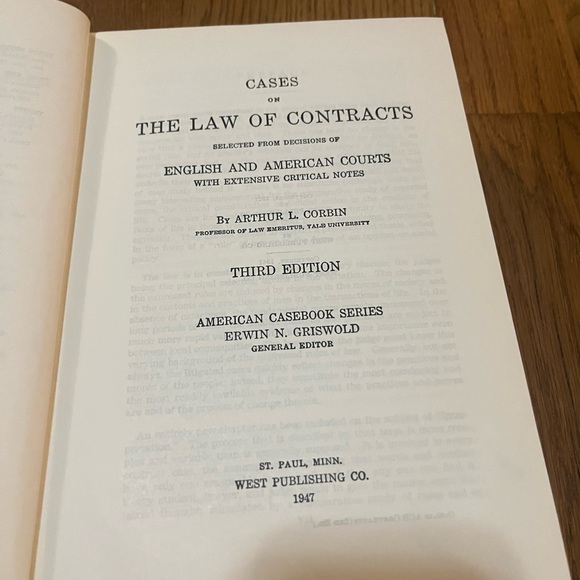 Vintage Cases on Contracts 3rd Edition 1947 Arthur L. Corbin, West Pub. Law book - Picture 6 of 11